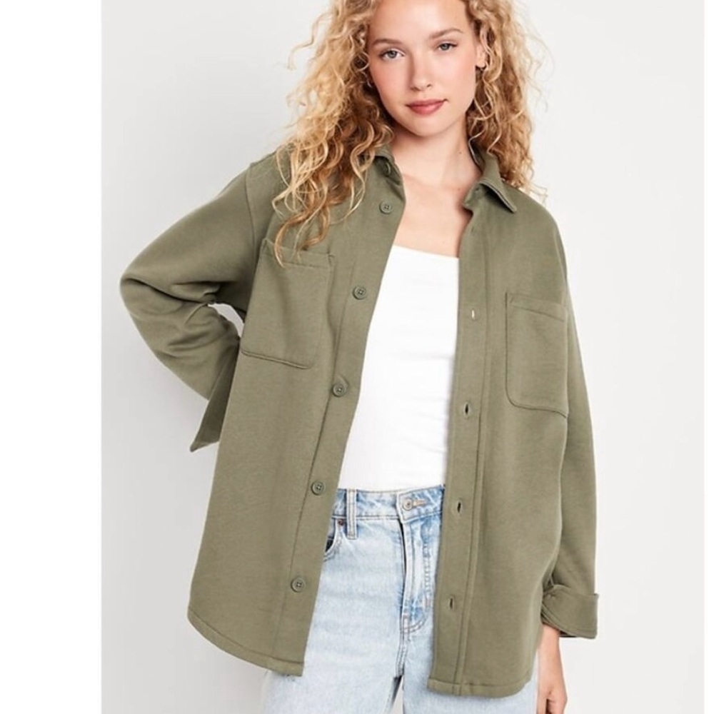 Old navy Olive Green fleece tunic shacket